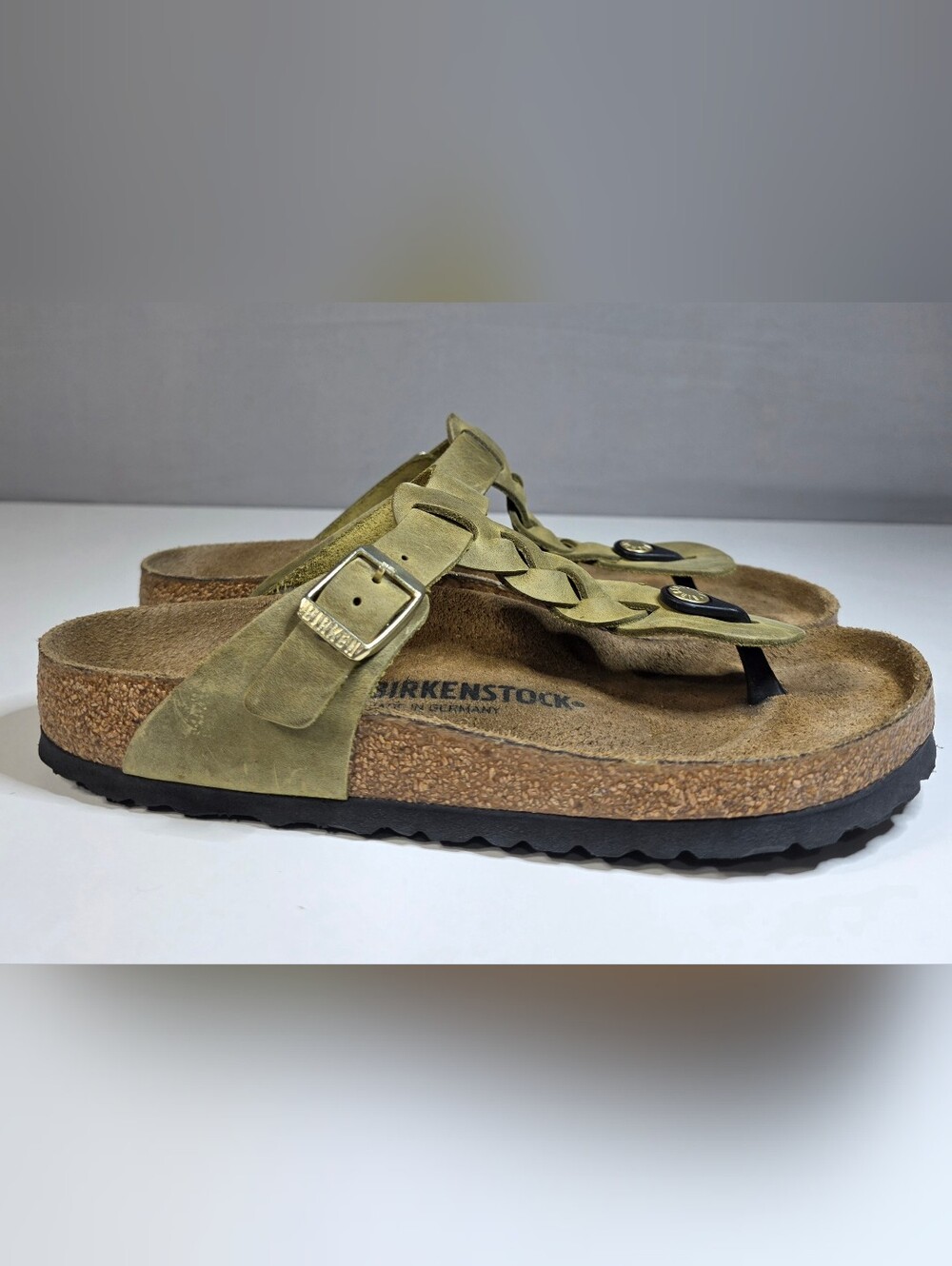 Birkenstock Gizeh Braided Oiled Leather Sandals Size 39